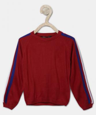 Provogue Self Design Round Neck Round Neck Casual Boys Multicolor Sweater