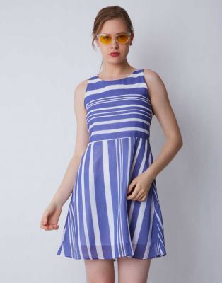 Provogue Women Fit and Flare Light Blue Dress
