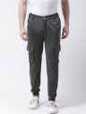REALM Men Grey Slim Fit Self Design Joggers...