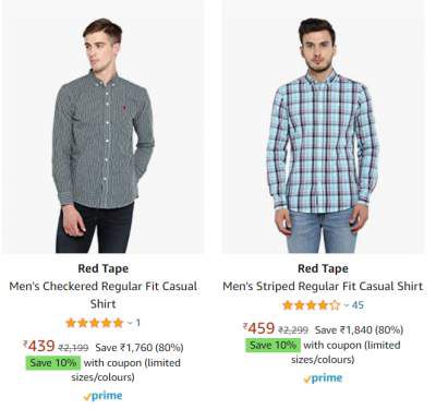 Red Tape Shirts at Min. 70% off