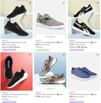 Flipkart : Upto 73% OFF - Reebok Shoes For Mens | Starts At Rs.701