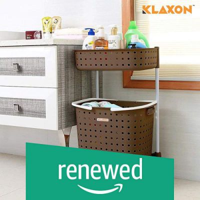 (Renewed) Klaxon Laundry Basket - Plastic Cloth Storage Laundry Basket (Brown)