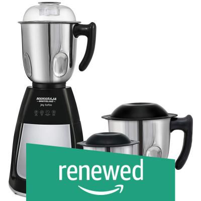 (Renewed) Maharaja Whiteline Joy Turbo 750-Watt Mixer Grinder with 3 Jars (Black/Silver)