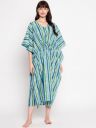 SECRETS BY ZEROKAATA Women Striped Cotton Kaftan Cover Up Dress...