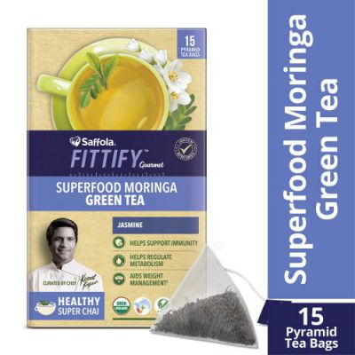 Saffola FITTIFY Gourmet Superfood Moringa Green Tea, Jasmine, 15 Sachets, 37.5g