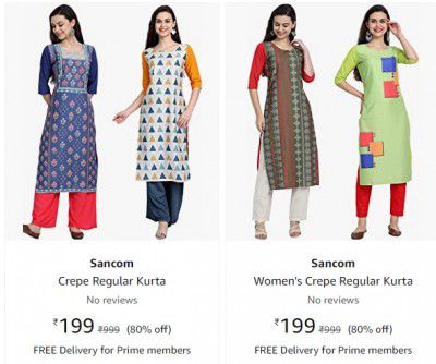 Sancom Pack of 2 Women's Kurta @ ₹199