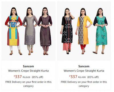 Sancom Women's Kurta upto 75% off
