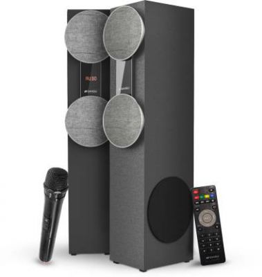 Sansui WaveBlast 2 Karaoke Compatible, Thunder Bass, Stereophonic Sound 84 W Bluetooth Tower Speaker (Black, 2.0 Channel)