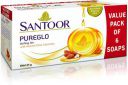 Santoor PureGlo Glycerine Soap with Almond Oil, 125g (Pack of 6)...