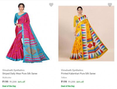 Silk Sarees at minimum 80% off