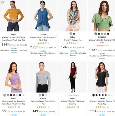 Selvia Women's Tops Starts ₹124/-