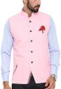 Shaftesbury London Men's Solid Cotton Bandhgala Ethnic Nehru Jacket Waistcoat (Pink,Parent)...