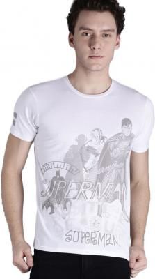 (Size X)Justice League Printed Men Round or Crew White T-Shirt 