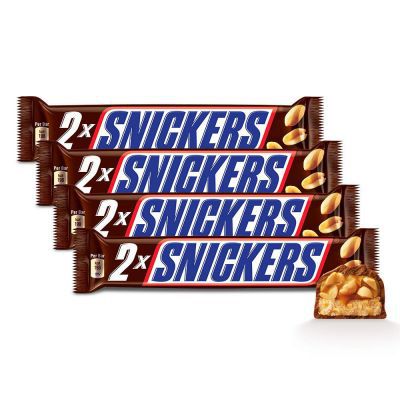 Snickers Peanut Filled Chocolate Duos, 80g (Pack of 4)