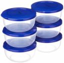 Solimo Nestable Round Container 600 ml set of 6, Blue...