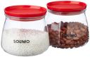 Solimo Plastic Storage Jar and Container Set I Air Tight Multipurpose Jar, 800 Ml Each, Set 2, Red...
