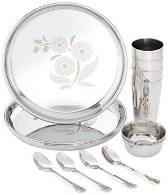 Solimo Stainless Steel Dinnerware Set, 16 Pieces