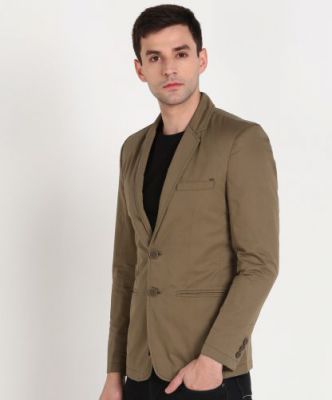Spykar Solid Single Breasted Casual Men Blazer