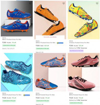 Flipkart : Upto 73% OFF - Nivia Football Shoes | For Men’s