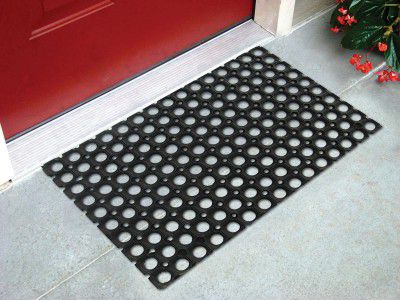 Status PVC Rubber Outdoor Door Mat for Home/Bathroom/Bedroom/Office/Main Door/Rainy Season (41x61 cm,Black)-Pack of 1