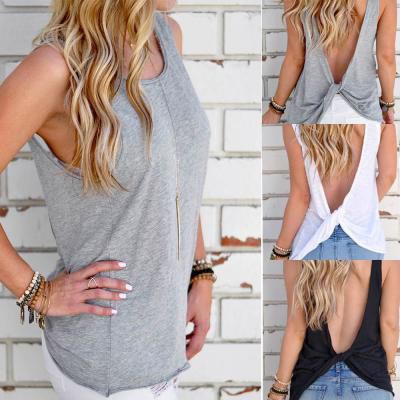 Sunward Women's Summer Twist Backless Stretchy Top Cute Casual Shirt