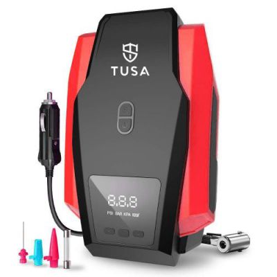 TUSA Digital Car Tyre Inflator - 12V DC Portable Air Compressor with LED Light