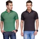 Teesort Solid Men Polo Neck T-Shirt (Pack of 2)...