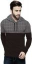 Tripr Checkered Men Hooded Neck Black, Grey T-Shirt...
