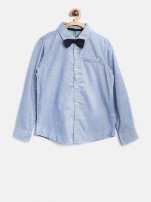 United Colors of Benetton Boys Solid Casual Blue Shirt