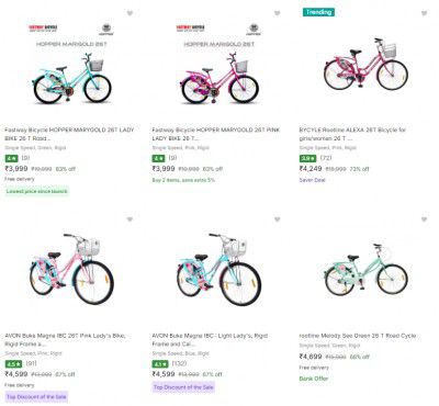Upto 73% Off - Premium Ladies Cycles From ₹3999