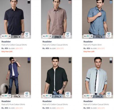 Myntra: UP TO 86% OFF | Roadster Shirts For Mens Starts At ₹271