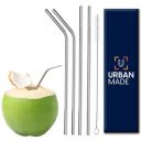 Urbanmade Straw Stainless Steel Straw for Kids and Adults Reusable Metal Straw Set with Cleaning Brush Long Steel Straws for Drinking Juice & Drinks Reusable Straw Pipe - (2-Straight, 2-Bend, 1-Brush)...