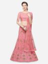 V SALES Pink Semi-Stitched Lehenga & Blouse with Dupatta...
