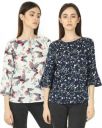VSkin Casual Regular Sleeve, Bell Sleeve Printed Women Multicolor Top...