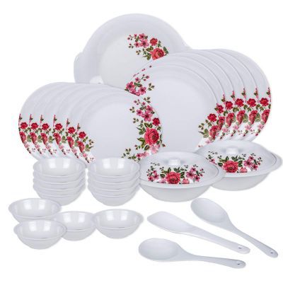 Vama Melamine Dinner Set, 32 Pcs, White (DU24)