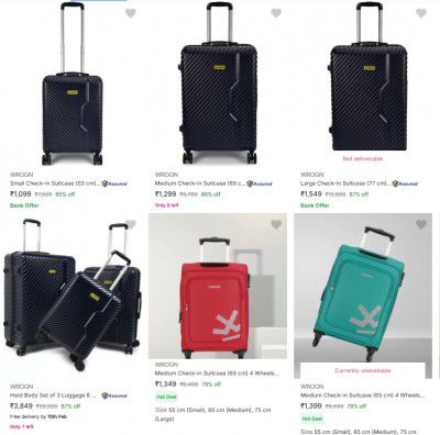 WROGN Suitcases Luggage Upto 87% Off