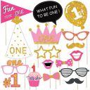 Wobbox First Birthday Party Props for Birthday Events, Glitter Pink...