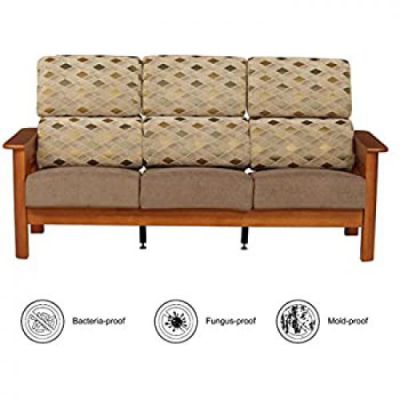 Woodness Atlanta Classic Three Seater Solid Wood Sofa (Matte, Dark Oak)