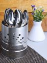ZEVORA Stainless Steel Cutlery Holder With 18 Stainless Steel Table Spoon Set...
