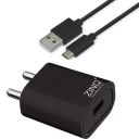 Zinq 2A Single Port Mobile Charger with 1Mtr USB Cable Included (Black)...