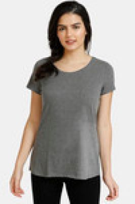 Zivame Slumber Chic Knit Cotton Sleep Top - Grey