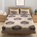 A Homes Grace 144 TC Microfiber Queen Printed Flat Bedsheet  (Pack of 1, Light Brown)...