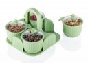 A set of 4 dry fruit containers with lids and serving trays, perfect for serving sweets, cookies (Airtight Jar) (Pista)...