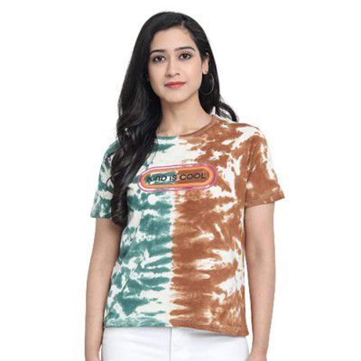 A to Z Creation Half Sleeves Tie Dye Rainbow Top for Women/Girls