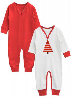 A.T.U.N. All Things Uber nice Unisex-Baby Regular fit Romper Suit (Pack of 2) (LSPS COM VMN_Red/White_3-6-Month)