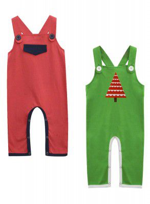 A.T.U.N Unisex-Baby Regular fit Dungaree (BDUN BND RGN_Red Green_18-24 Months)