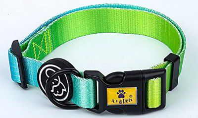 A+a Pets' Skin Friendly Dog Collar (Green/Blue, Small)