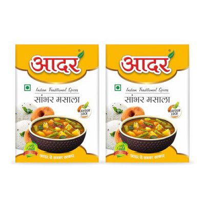 Aadar Spices Sambhar Masala Powder - 100g Pack of 2 (200g) Authentic Madras Sambar Mix