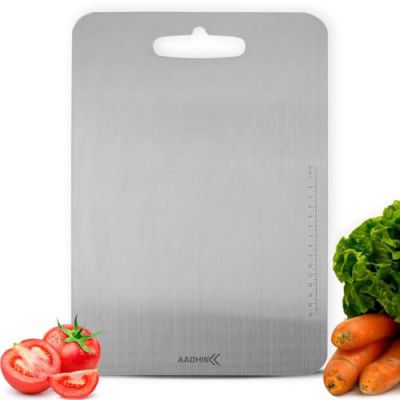 AADHIK Chopping Board Stainless Steel Medium Size Metal Cutting Kitchen, 33cm*22cm