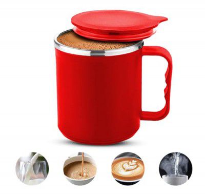 AADHIK Coffee Mug with Lid Insulated Stainless Steel for Tea Milk Mug Inner Stylist Double Wall Cup for Home Office Restaurant Use Gift Pack of 1 Pic(Navy Blue)